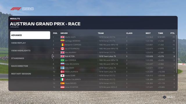 F1® 2019_Austria, 78 Lotus,manual with clutch, assists off. смотреть онлайн