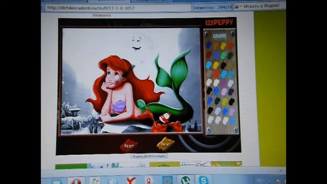 Раскраска русалка Ариэль/Coloring rusalka Ariel смотреть онлайн