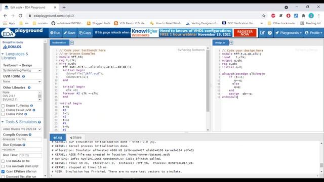 verilog code for T Flip Flop with TestBench смотреть онлайн