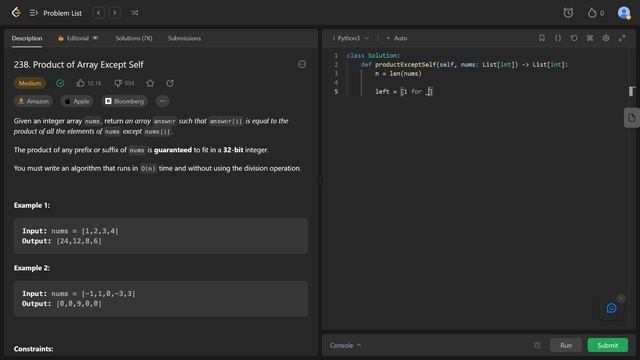 238. Product of Array Except Self. Решаем Leetcode на Python под бодрый фонк смотреть онлайн