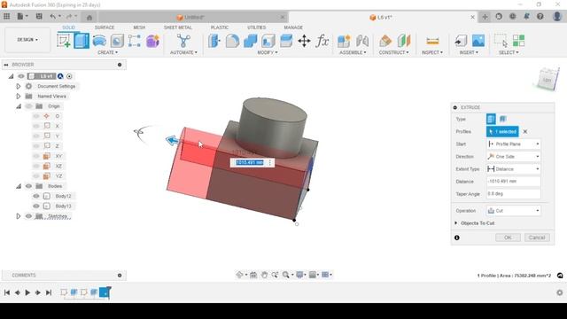 Урок 6.2- создание более сложных объектов в Fusion360, изучение оставшихся опций функции Extrude.