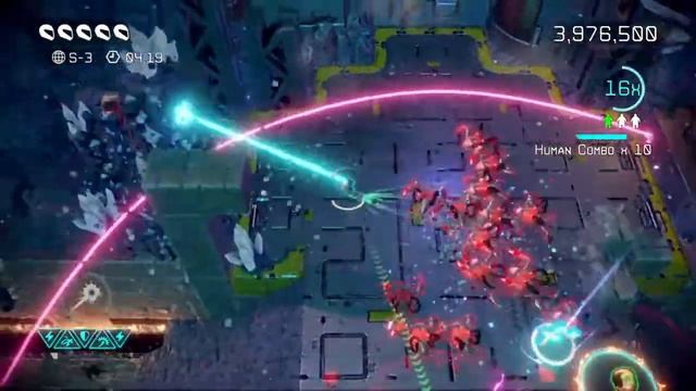 Nex Machina - All Humans, Beacons and Secret Exits - World 3 Fire Cavern смотреть онлайн