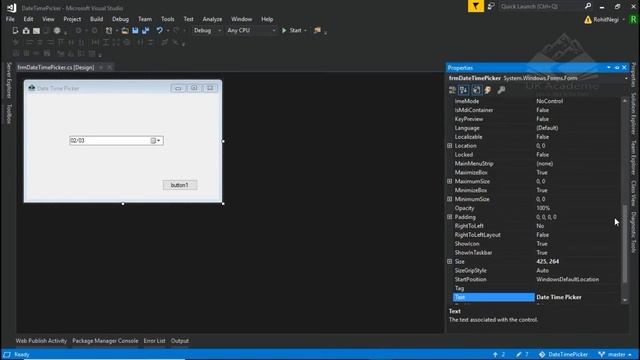 Date Time Picker in Visual Studio C# смотреть онлайн
