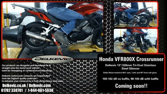 Delkevic 13"/320mm Tri-Oval Stainless Steel exhaust on Honda VFR800X Crossrunner смотреть онлайн