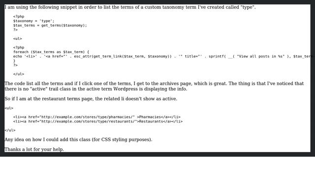 Wordpress: Displaying custom taxonomy terms active trail смотреть онлайн