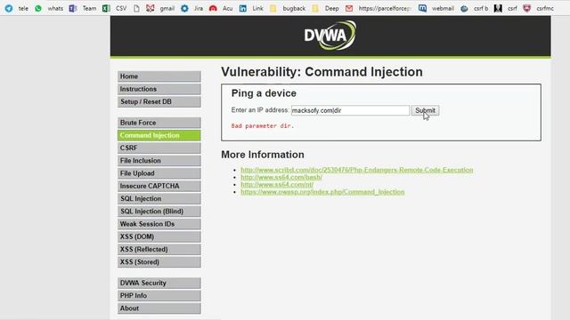 DVWA Command Injection Low medium High смотреть онлайн