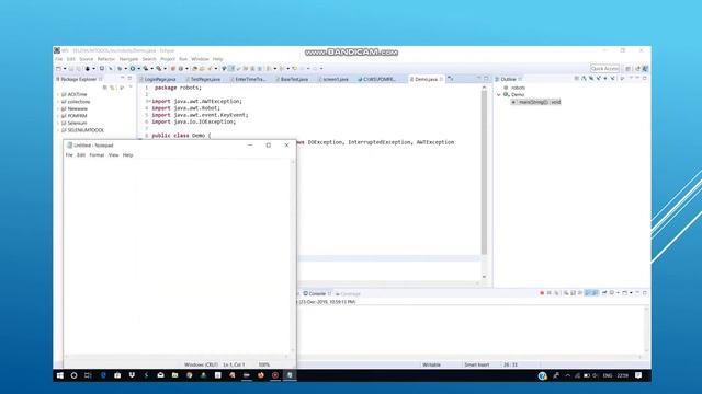 Type a text in Notepad application automatically by using Robot Class in Selenium смотреть онлайн