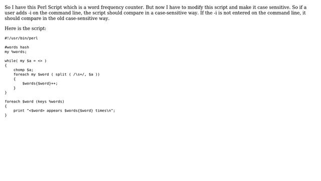 How do I make a word frequncy counter case sensitive using command line interface in Perl? смотреть онлайн