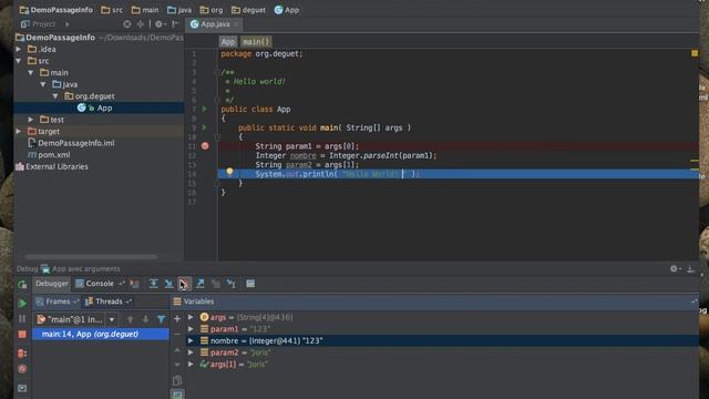 Java : arguments de la ligne de commandes смотреть онлайн