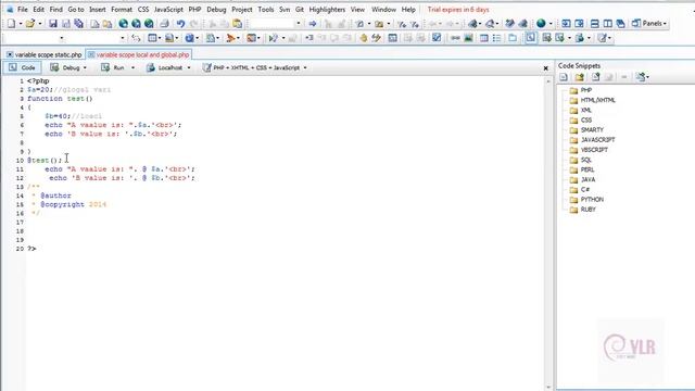 global and local scope in php english-vlr training смотреть онлайн