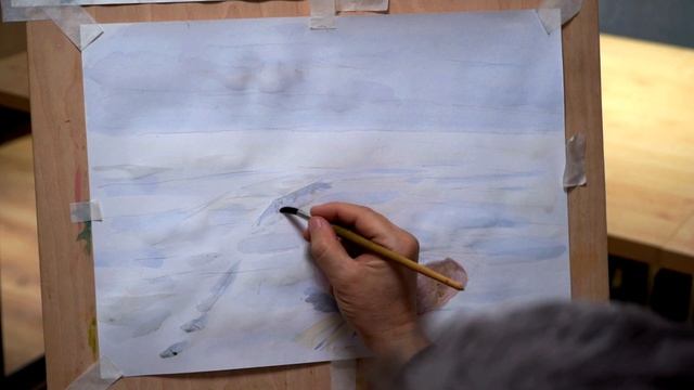 Уроки по рисованию - Зимний пейзаж акварелью: часть 2 | ЦМД «Братеево» смотреть онлайн