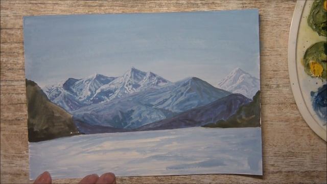 #art #творчество Очень простой пейзаж (рисуем гуашью) Горный пейзаж (2020) смотреть онлайн