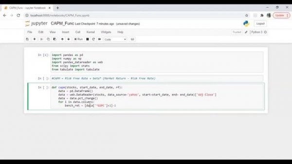 CAPM by using Function in Python | Expected Return | Capital Asset Pricing Model