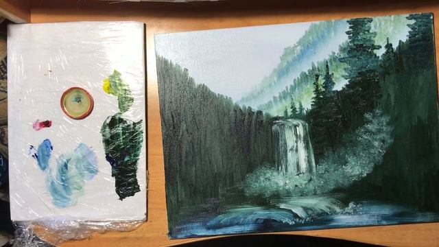 Пейзаж по мотивам Боба Росса «Водопад в лесу» смотреть онлайн