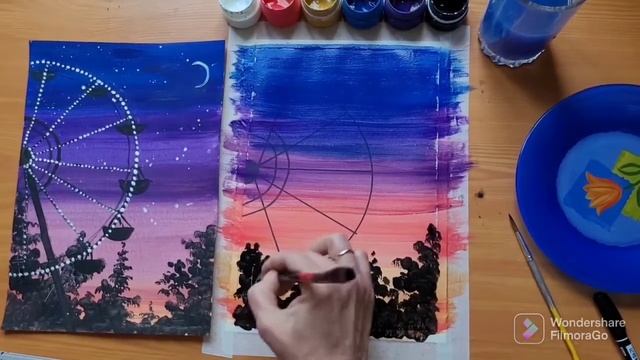 видео по Изо для начинающих.Колесо обозрения гуашью. смотреть онлайн