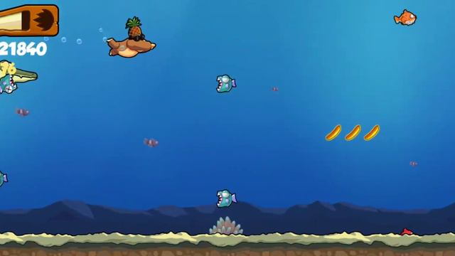 Banana Kong - In one run, run into a piranha blowfish and a squid in that order смотреть онлайн