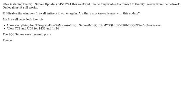 DevOps & SysAdmins: Windows Firewall blocks SQL Server after installing Update KB4505224 смотреть онлайн