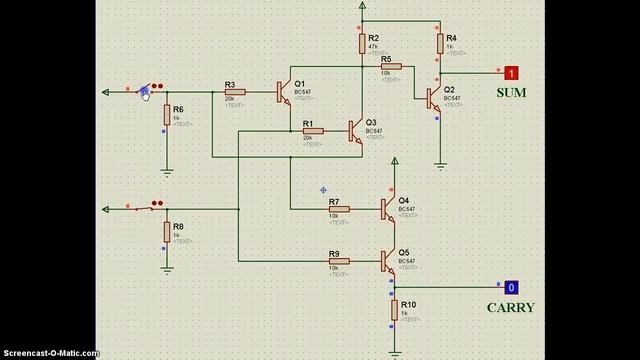 Half Add (Полусумматор на 5 транзисторах)