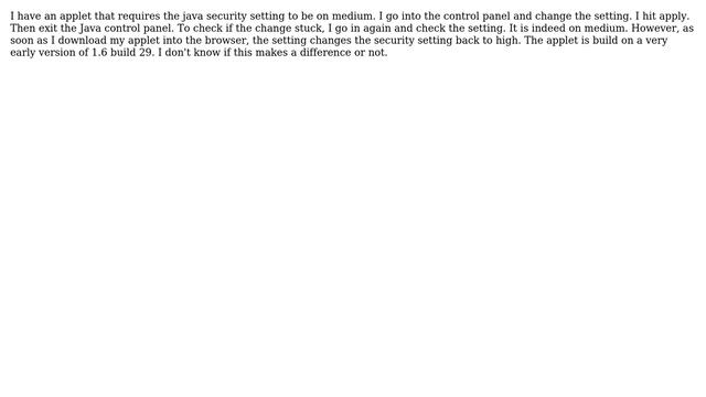 Java Security Settings do not stay changed смотреть онлайн