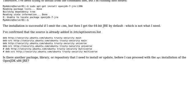 How do I use apt to install 32-bit OpenJDK-7-JRE on Azure AMD64 Ubuntu Server 14.04 LTS (Trusty)? смотреть онлайн