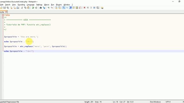 Tutoriale de PHP - 57. Funcția str_replace смотреть онлайн
