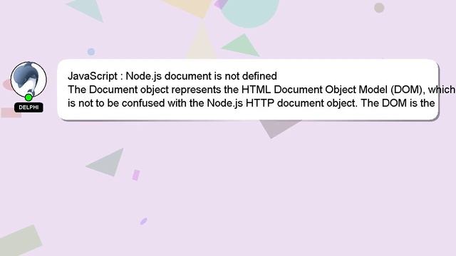 JavaScript : Node.js document is not defined смотреть онлайн
