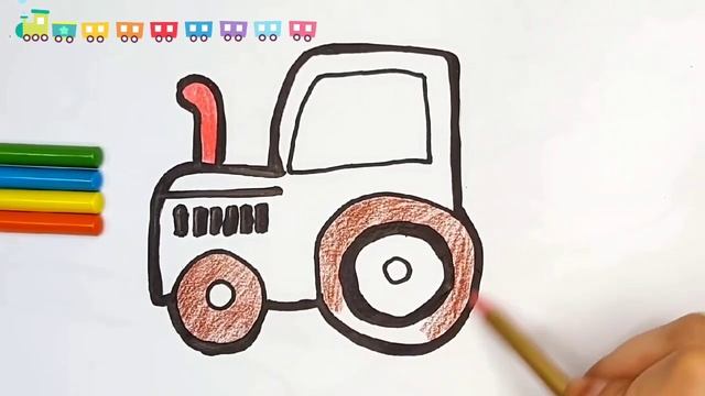 Draw a tractor for kids||Рисуем трактор для детей||Bolalar uchun traktor chizish||Drawing&Colours смотреть онлайн