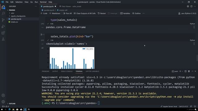 Visualization with pandas, Jupyter Notebook and Visual Studio Code смотреть онлайн