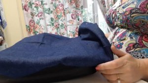 ШЬЕМ ЧЕХОЛ ДЛЯ ОФИСНОГО КРЕСЛА ИЗ ДЖИНСОВОЙ ТКАНИ.