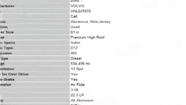 2008 Volvo VNL Used Cars Secaucus NJ