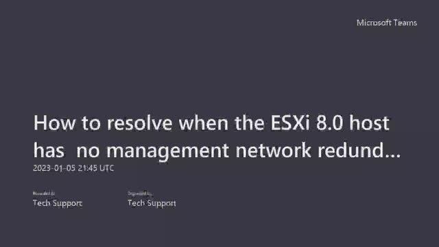 How to resolve when the ESXi 8 has no management network redundancy? Add a NIC to vSwitch in VC 8.0 смотреть онлайн