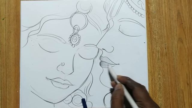 how to draw lord radha and krishna easy pencil sketch drawing,how to draw lord krishna & radha, смотреть онлайн