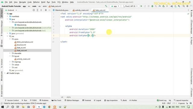 7. FADE OUT ANDROID STUDIO ANIMATION VIDEO (JAVA) смотреть онлайн