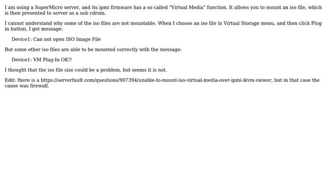 Why some iso files are not mountable via supermicro iKVM Viewer? смотреть онлайн