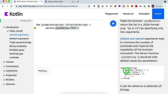 04 Kotlin Koans Named arguments смотреть онлайн