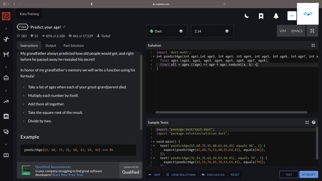 codewars_dart: Predict your age! смотреть онлайн