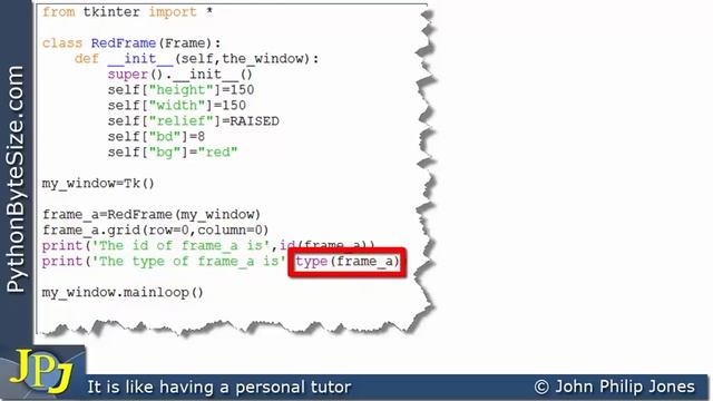 The id and type of a Widget that inherits from a Python tkinter Frame смотреть онлайн