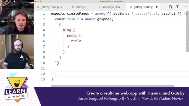 Create a realtime web app with Hasura and Gatsby — Learn With Jason смотреть онлайн