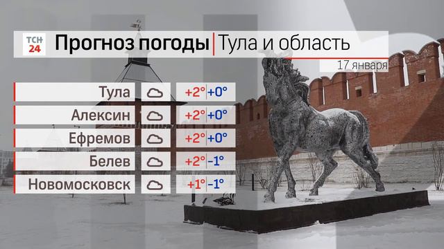 17 января в Тульской области без осадков