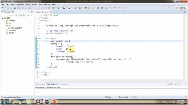 JSON - How to loop an Object and get all the Keys and Values? | JSON Tutorial смотреть онлайн