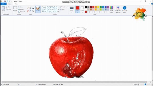 How to draw an Apple step by step in Ms Paint | Computer Drawing | Tutorial смотреть онлайн