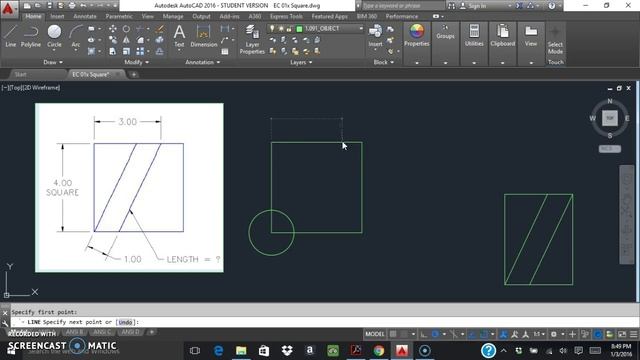 4X4 Square, Geometric Construction - AutoCAD смотреть онлайн