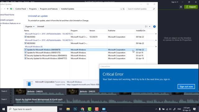 FIX Critical Error: Your Start menu isn't working We'll try to fix it the next time you sign in смотреть онлайн
