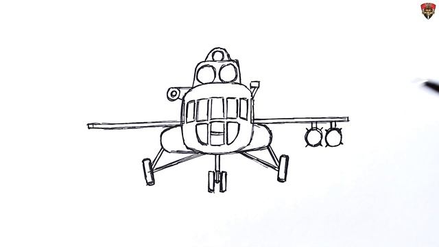 How to draw a Military Helicopter front view смотреть онлайн