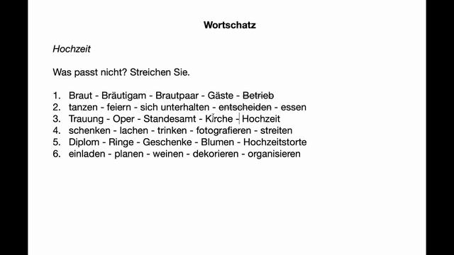 Deutsch B1 I Wortschatz Hochzeit I Немецкий Б1 Словарный запас I Слова на немецком - свадьба смотреть онлайн