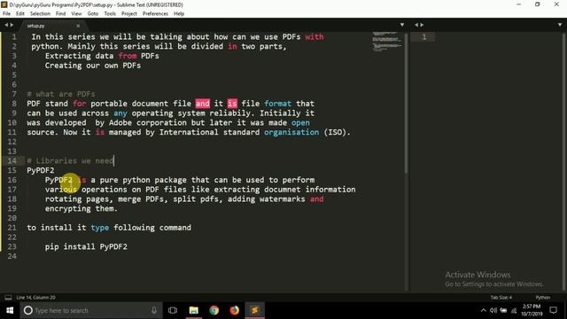 pyPDF 1 | Setting up pyPDF2 package | pyGuru смотреть онлайн