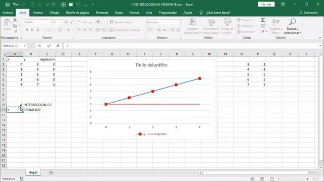 19 función Excel estadística: INTERSECCION.EJE y PENDIENTE смотреть онлайн