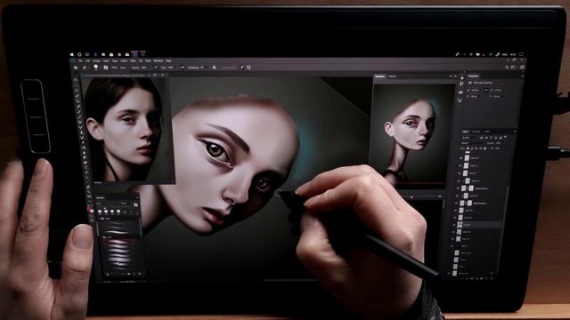 Stylised Portrait Painting Timelapse - Over Head View смотреть онлайн
