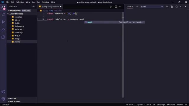 Método push | JavaScript Tutorial смотреть онлайн