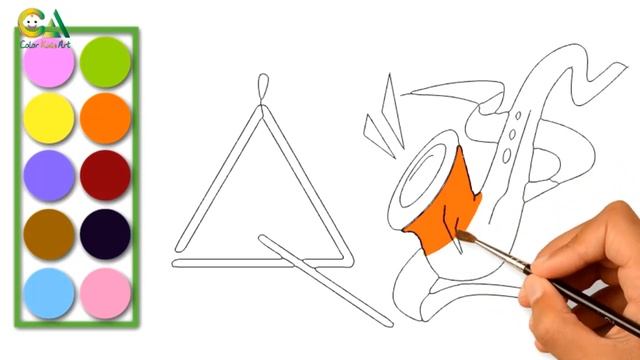 How to draw musical instrument Flute | Flute coloring for kids | Flute color kids art смотреть онлайн